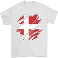 Torn Denmark Flag Danish Day Football Mens T-Shirt 100% Cotton White