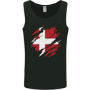 Torn Denmark Flag Danish Day Football Mens Vest Tank Top Black