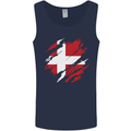 Torn Denmark Flag Danish Day Football Mens Vest Tank Top Navy Blue