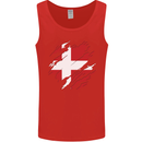 Torn Denmark Flag Danish Day Football Mens Vest Tank Top Red