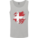Torn Denmark Flag Danish Day Football Mens Vest Tank Top Sports Grey