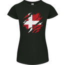 Torn Denmark Flag Danish Day Football Womens Petite Cut T-Shirt Black