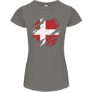 Torn Denmark Flag Danish Day Football Womens Petite Cut T-Shirt Charcoal