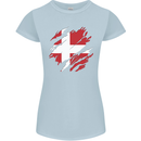 Torn Denmark Flag Danish Day Football Womens Petite Cut T-Shirt Light Blue
