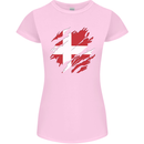 Torn Denmark Flag Danish Day Football Womens Petite Cut T-Shirt Light Pink