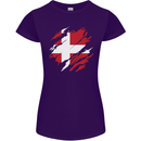 Torn Denmark Flag Danish Day Football Womens Petite Cut T-Shirt Purple