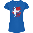Torn Denmark Flag Danish Day Football Womens Petite Cut T-Shirt Royal Blue