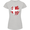 Torn Denmark Flag Danish Day Football Womens Petite Cut T-Shirt Sports Grey
