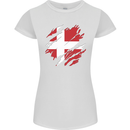 Torn Denmark Flag Danish Day Football Womens Petite Cut T-Shirt White