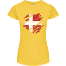 Torn Denmark Flag Danish Day Football Womens Petite Cut T-Shirt Yellow