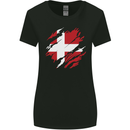 Torn Denmark Flag Danish Day Football Womens Wider Cut T-Shirt Black