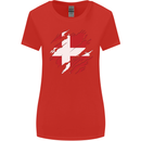 Torn Denmark Flag Danish Day Football Womens Wider Cut T-Shirt Red