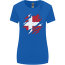 Torn Denmark Flag Danish Day Football Womens Wider Cut T-Shirt Royal Blue