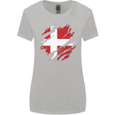 Torn Denmark Flag Danish Day Football Womens Wider Cut T-Shirt Sports Grey