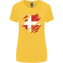 Torn Denmark Flag Danish Day Football Womens Wider Cut T-Shirt Yellow