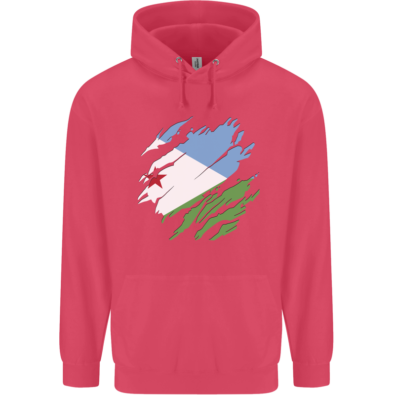 Torn Djibouti Flag Djiboutians Day Football Childrens Kids Hoodie Heliconia