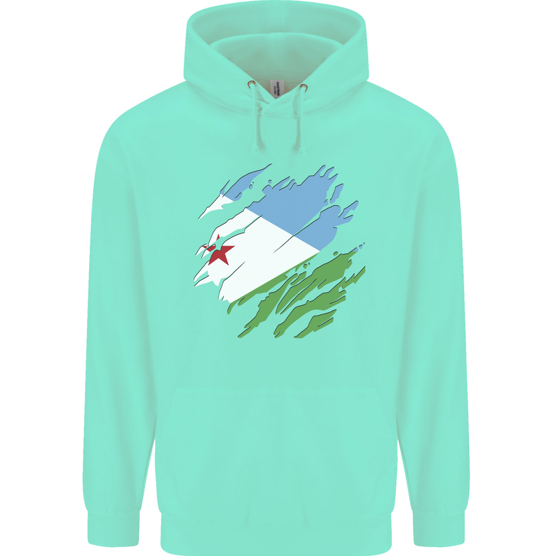 Torn Djibouti Flag Djiboutians Day Football Childrens Kids Hoodie Peppermint
