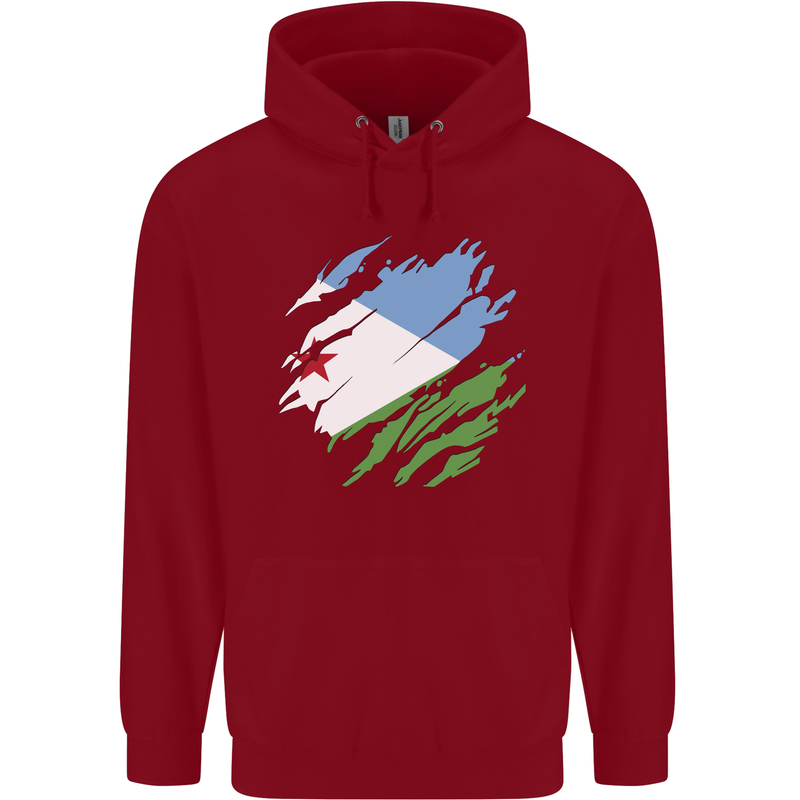 Torn Djibouti Flag Djiboutians Day Football Childrens Kids Hoodie Red