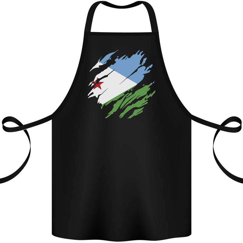 Torn Djibouti Flag Djiboutians Day Football Cotton Apron 100% Organic Black