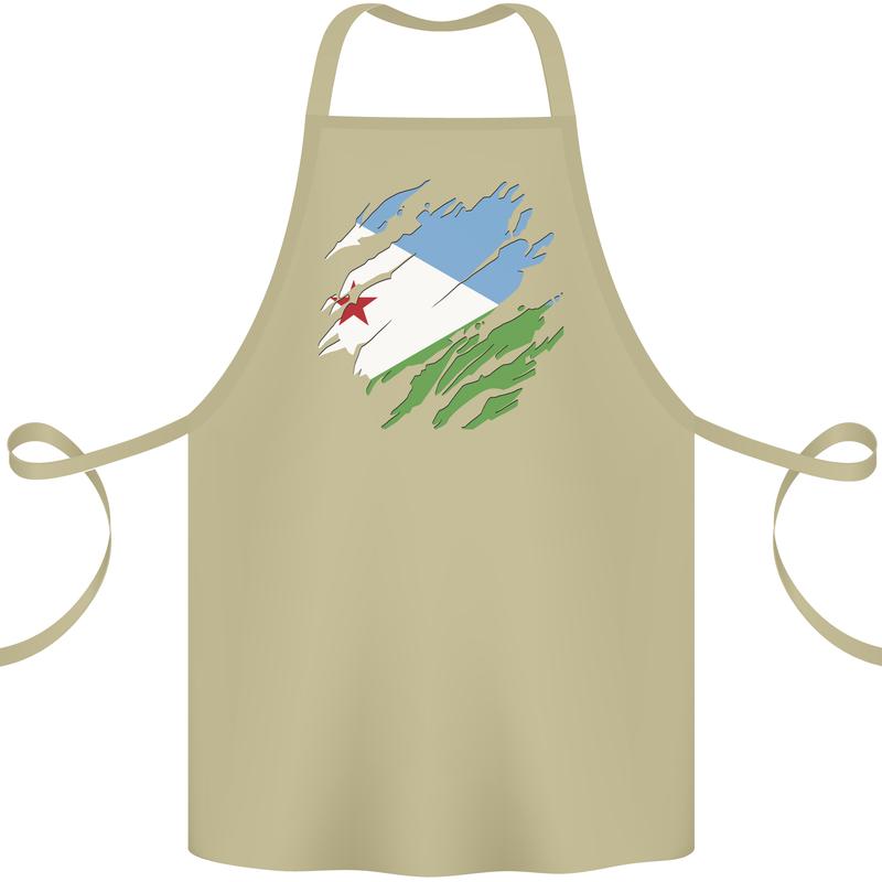 Torn Djibouti Flag Djiboutians Day Football Cotton Apron 100% Organic Khaki