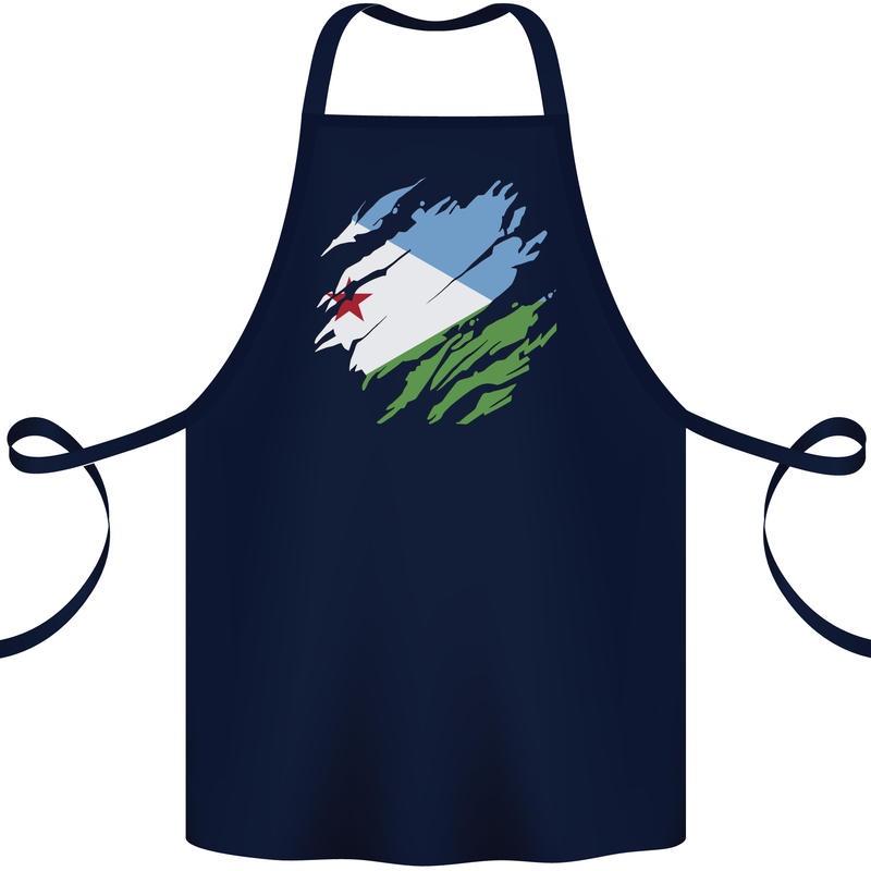 Torn Djibouti Flag Djiboutians Day Football Cotton Apron 100% Organic Navy Blue