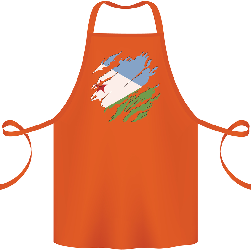 Torn Djibouti Flag Djiboutians Day Football Cotton Apron 100% Organic Orange