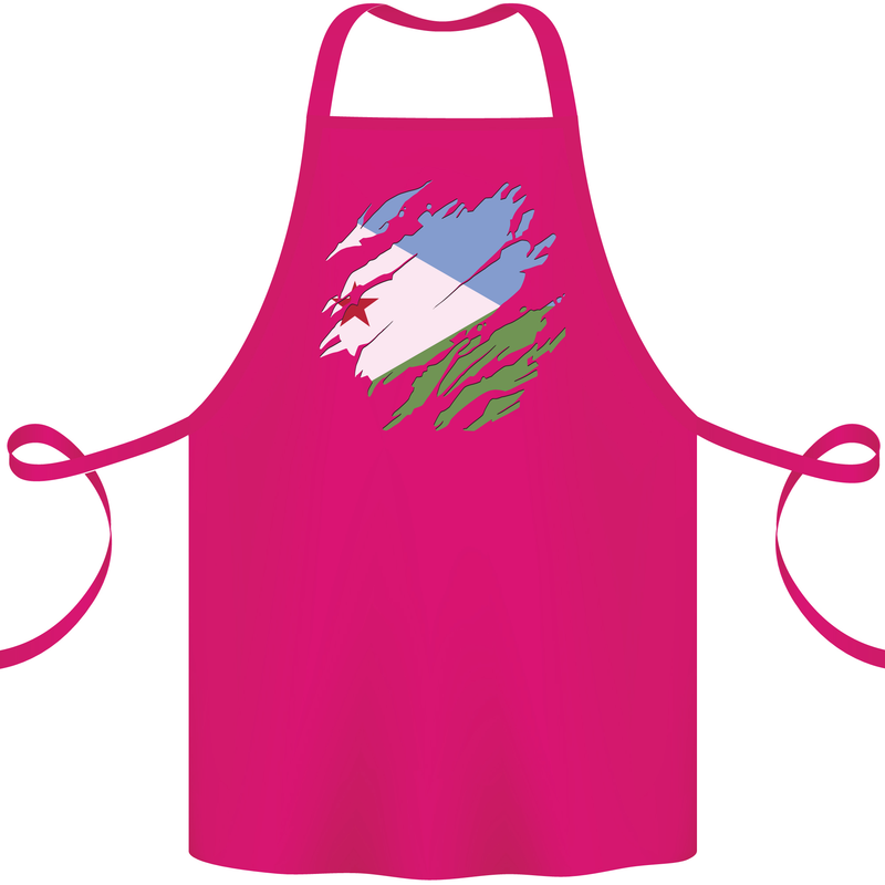 Torn Djibouti Flag Djiboutians Day Football Cotton Apron 100% Organic Pink