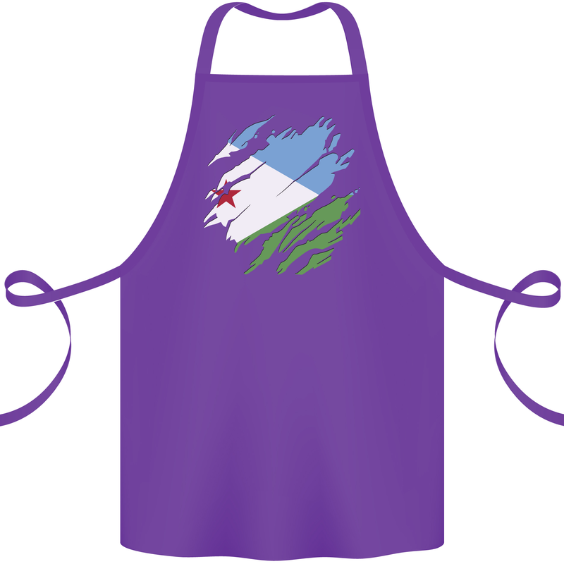 Torn Djibouti Flag Djiboutians Day Football Cotton Apron 100% Organic Purple