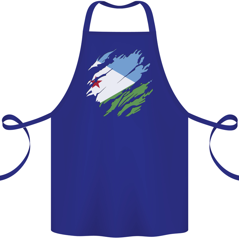 Torn Djibouti Flag Djiboutians Day Football Cotton Apron 100% Organic Royal Blue