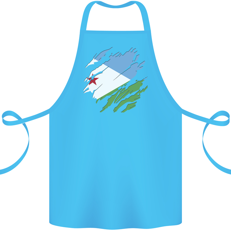Torn Djibouti Flag Djiboutians Day Football Cotton Apron 100% Organic Turquoise