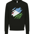 Torn Djibouti Flag Djiboutians Day Football Kids Sweatshirt Jumper Black