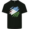 Torn Djibouti Flag Djiboutians Day Football Kids T-Shirt Childrens Black