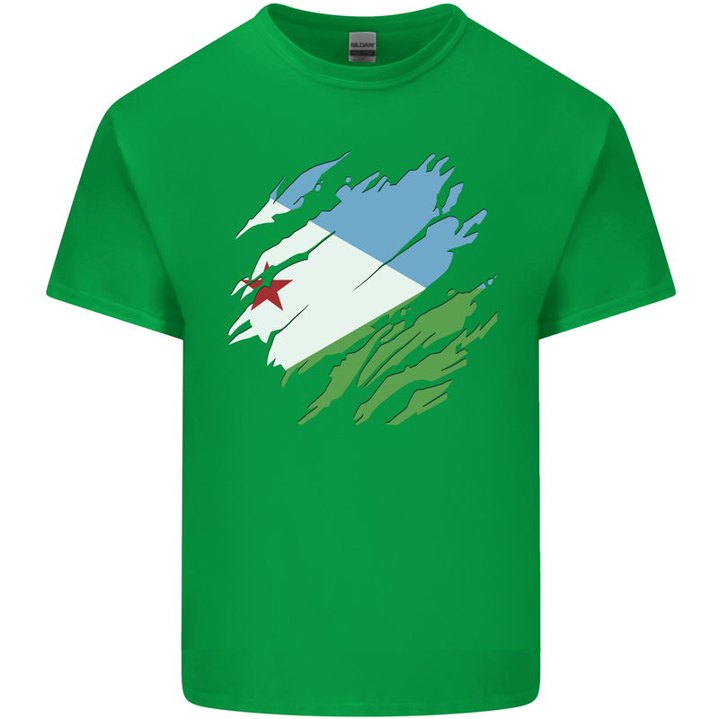 Torn Djibouti Flag Djiboutians Day Football Kids T-Shirt Childrens Irish Green