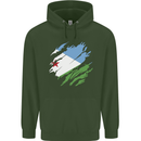 Torn Djibouti Flag Djiboutians Day Football Mens 80% Cotton Hoodie Forest Green