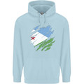 Torn Djibouti Flag Djiboutians Day Football Mens 80% Cotton Hoodie Light Blue