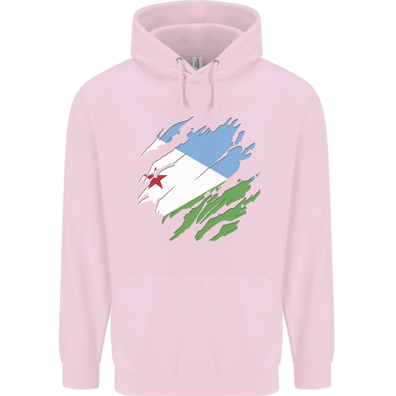 Torn Djibouti Flag Djiboutians Day Football Mens 80% Cotton Hoodie Light Pink