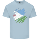Torn Djibouti Flag Djiboutians Day Football Mens Cotton T-Shirt Tee Top Light Blue