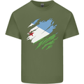 Torn Djibouti Flag Djiboutians Day Football Mens Cotton T-Shirt Tee Top Military Green