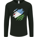 Torn Djibouti Flag Djiboutians Day Football Mens Long Sleeve T-Shirt Black