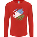 Torn Djibouti Flag Djiboutians Day Football Mens Long Sleeve T-Shirt Red