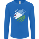 Torn Djibouti Flag Djiboutians Day Football Mens Long Sleeve T-Shirt Royal Blue