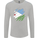 Torn Djibouti Flag Djiboutians Day Football Mens Long Sleeve T-Shirt Sports Grey