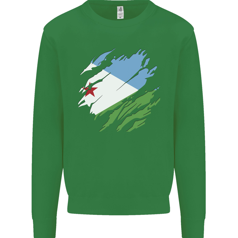 Torn Djibouti Flag Djiboutians Day Football Mens Sweatshirt Jumper Irish Green