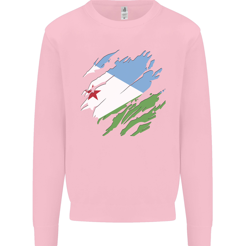 Torn Djibouti Flag Djiboutians Day Football Mens Sweatshirt Jumper Light Pink
