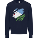 Torn Djibouti Flag Djiboutians Day Football Mens Sweatshirt Jumper Navy Blue
