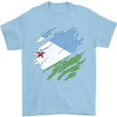 Torn Djibouti Flag Djiboutians Day Football Mens T-Shirt 100% Cotton Light Blue