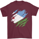Torn Djibouti Flag Djiboutians Day Football Mens T-Shirt 100% Cotton Maroon