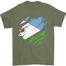 Torn Djibouti Flag Djiboutians Day Football Mens T-Shirt 100% Cotton Military Green