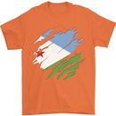Torn Djibouti Flag Djiboutians Day Football Mens T-Shirt 100% Cotton Orange