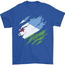 Torn Djibouti Flag Djiboutians Day Football Mens T-Shirt 100% Cotton Royal Blue